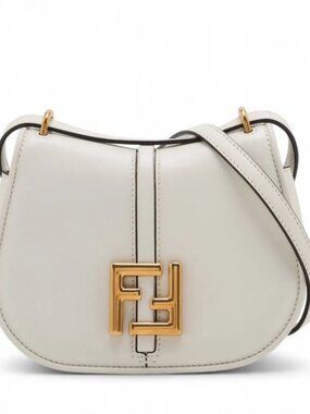 Fendi C'mon Small Leather Shoulder Bag White